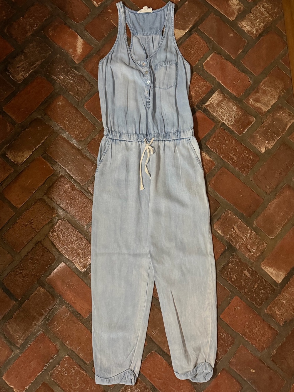 Lovestitch Light Denim Drawstring Jumpsuit